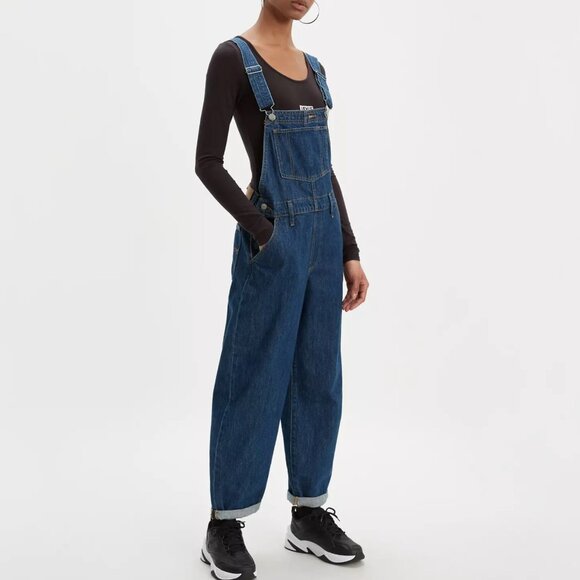 Levi’s Premium Baggy Overalls Blue Denim Size Small - Picture 1 of 10